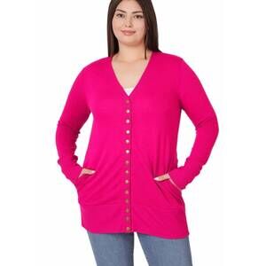 NEW VANILLA MONKEY snap button cardigan - plus in magenta